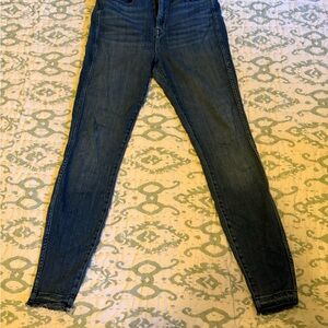 AYR Dark Blue Skinny Jeans w/ Frayed Cuffs